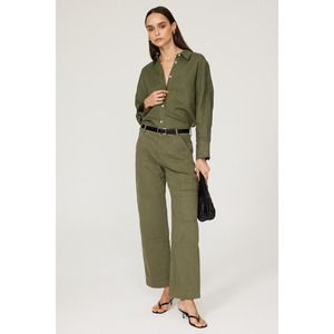 Reformation Jeans Bailey High Rise Utility Cargo Pants Army Green Equestrian 31
